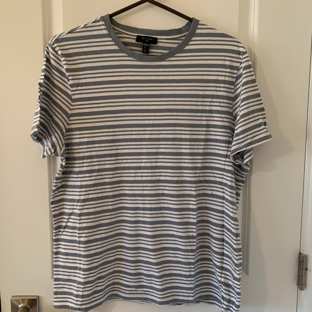 New Look Mens Striped Short Sleeve Tee Blue/White US L